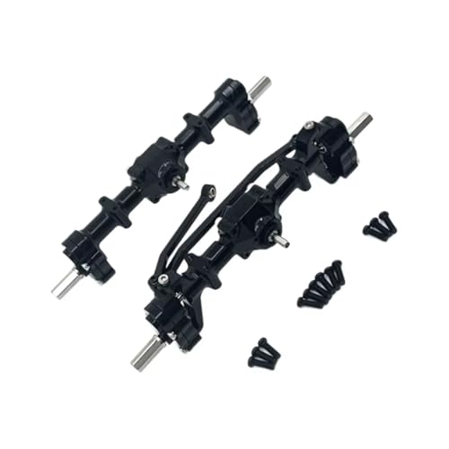 Rc Crawlers Axles Compatible With WPL C14 C24 C34 B14 B24 RC Car Upgrade Modification Part Front Rear Portal Bridge Axle Differential Assembly Kit(Black) - color: Black
