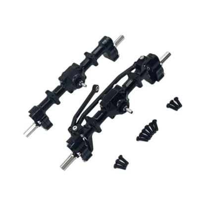 Rc Crawlers Axles Compatible With WPL C14 C24 C34 B14 B24 RC Car Upgrade Modification Part Front Rear Portal Bridge Axle Differential Assembly Kit(Black) - color: Black