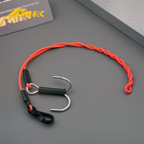Metal Winch Trailer Tow Hooks & Elastic Force Escape Rope Kinetic Winch Strap for 1/10 RC Crawler Car Axial SCX10 II III 90046 TRX4 D90 Redcat Gen7 Gen8 RC4WD Upgrades Part