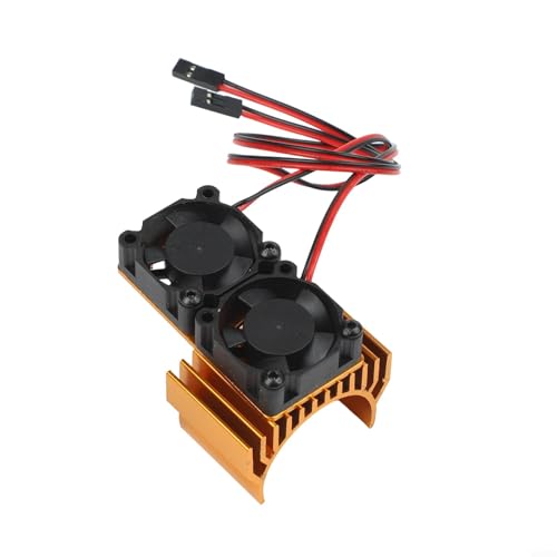 Aluminum RC Motor Heat Sink with Dual 30mm Cooling Fans 1: 10 Cars Compatible Having 540 550 Brushed 3650 3660 Brushless Motors Red(Gold) - color: Gold