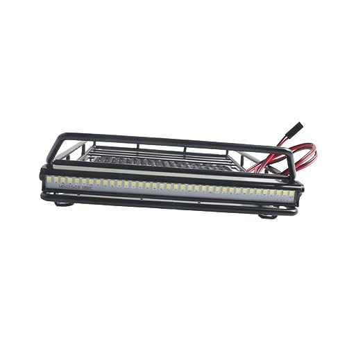 Car Roof Luggage Bracket with Led Light for Crawler Black Storage Rack for Simulation Accessories Lightweight and Luggage Holder - size: 24.80X14.10X2.30CM