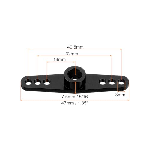 MECCANIXITY 5 Pcs Aluminum Servo Horn 25T 25 Teeth Servo Horn Steering Double Arms 47mm Length Black for DIY RC Car/Boat/Airplanes Boat Model - color: Black