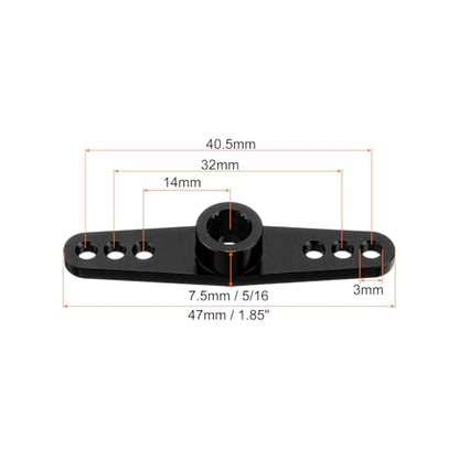 MECCANIXITY 5 Pcs Aluminum Servo Horn 25T 25 Teeth Servo Horn Steering Double Arms 47mm Length Black for DIY RC Car/Boat/Airplanes Boat Model - color: Black