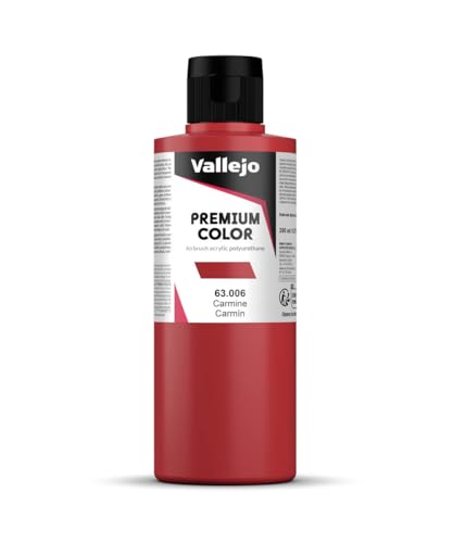 Vallejo - Premium Color Carmine 6.76 Fl.Oz. (200 ml) Matte Finish for Airbrushing, Acrylic-Polyurethane Hybrid Resin of Great Resistance Paint, RC, Model and Hobby Use - style: Carmine