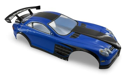 1/10 Scale RC Drift Racing Touring On Road Car Painted Body Shell, Spoiler Included, Pre-Cut, 258mm Wheelbase - Mercedes-Benz SLR McLaren Style (Blue) - color: Blue