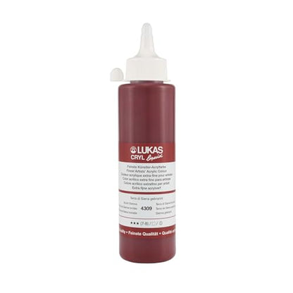 Lukas Cryl Liquid Soft Body Acrylic Paints for Painting - Professional Low Viscosity - 250 ml Bottle Burnt Sienna - color: Burnt Sienna