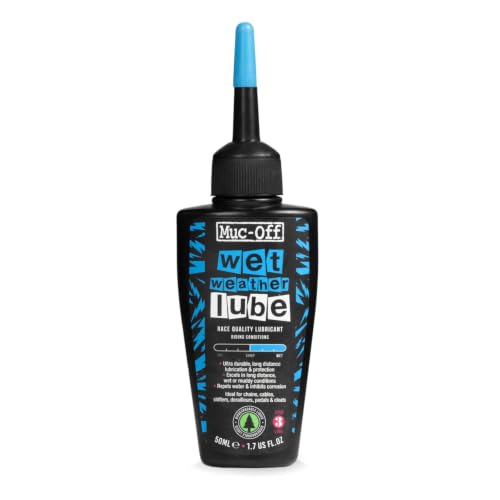 Muc-Off Chain Wet Lube 50ml | Biodegradable Bicycle Chain Lubricant Wet | Reduces Friction & Extends Chain Life | Wax-Based Formula Repels Water | Suitable for MTB & Road Bikes - size: 50ml