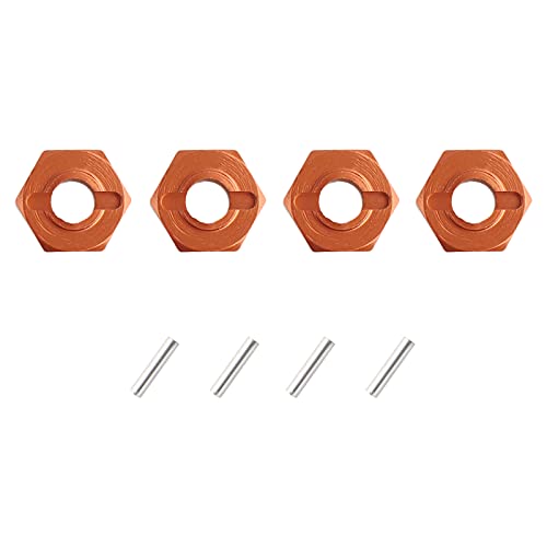 12mm Hex Wheel Hub Mount, Aluminum 7mm Thick with 2x10mm Stub Axle Pins for 1/10 Slash 4x4 & HQ 727 RC Cars Replacement Upgrade Parts (Orange)(Set of 4) - color: Orange