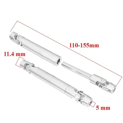 2Pack ShareGoo Universal Stainless Steel Centre Drive Shaft Dogbone 110mm-155mm Upgrade Compatible with Tamiya RC4WD D90 SCX10 SCX0016 Off-Road RC Crawlers Car