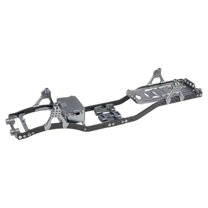 RC Parts Spare Parts for SCX10 for Chassis 1/10 with Carbon Fiber Rails Aluminum Brace Skid Plate Adjustable Shock Mount Battery Tray RC Crawler Upgrade Replacement(Gray) - color: Gray