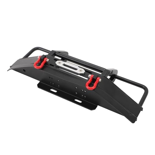Metal Front Bumper for Axial SCX10 110 RC Crawler with Trailer Hitch, Heavy Duty Iron Impact Protection Upgrade Part, Black