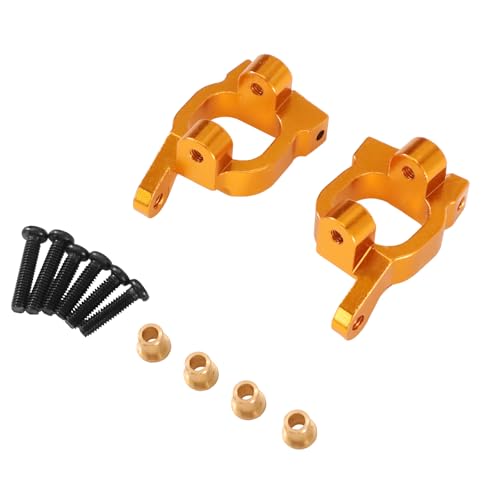 6061 Aluminum C-Hubs Caster Blocks with Brass Bushings for WL 144016 144001 1/12 124017 for jjrc C8803 RC Car Upgrade Parts (Gold) - color: Gold