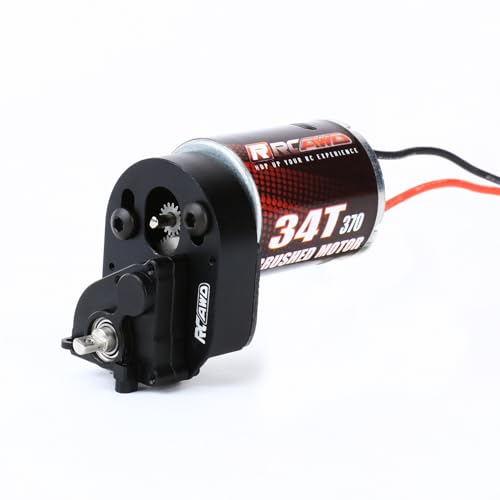 RCAWD 330% More Power 370 Motor SCX24 Transmission Gearbox Set for Axial 1/24 SCX24 AX25 Series Upgrades Part Black - color: black