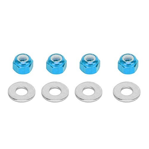 RC Car Wheel Nut, 4 Pcs 3mm RC Off-Road Vehicle Wheel Hex Lock Nut Fit Tire Nut Upgrade Accessory for 1/14 144001 RC Car (Blue A949-49R)