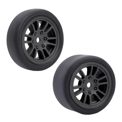 4PCS Finished Flat Running Drift Tires and Wheels 7MM Hexagon for 1/24 Losi Micro B Upgrades and 1/28 Losi Micro T Upgrades (T Black) - color: T Black