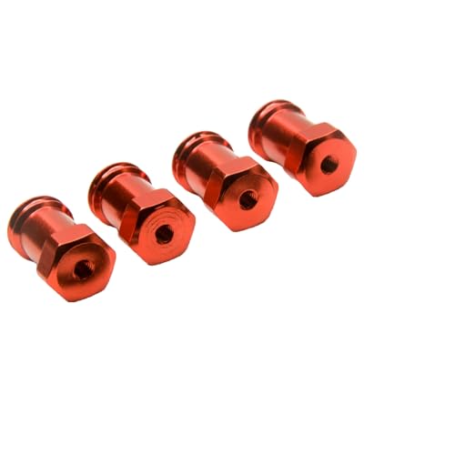 4Pcs/Set Aluminum Alloy 12mm Wheel Hex Hub Adapters 20mm Extension Hex Drive Adapter Combiner Coupler Compatible with 1/10 RC Crawler Axial SCX10 Wraith RC Truck Car Upgrades (Red) - color: Red
