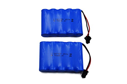 Blomiky 6V 700mAH Ni-Cd Battery Replacement for Old Version Amphibious Stunt RC Cars 4WD 1/18 High Speed RC Buggy Vehicle / GS02 Battery 2 Pack