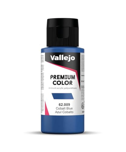 Vallejo - Premium Color RC Cobalt Blue 2.02 Fl.Oz. (60 ml) for Airbrushing, Acrylic-Polyurethane Hybrid Resin of Great Resistance Paint for Model and Hobby Use - style: Cobalt Blue