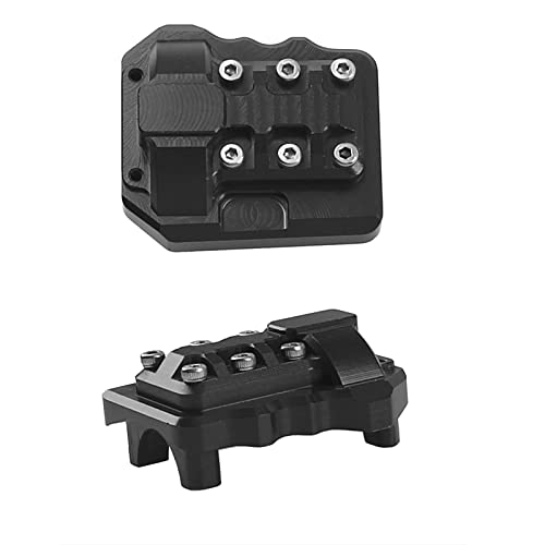 2Pcs ShareGoo Aluminum Alloy Front Rear Axle Differential Cover 15g Diff Cover Case Compatible with Traxxas TRX-4 1/10 RC Crawler Car (Black) - color: Black