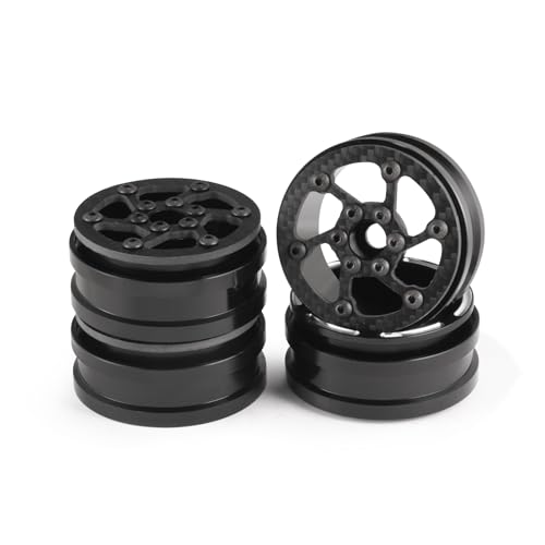 Beadlock Wheel Rims 4PCS 1.9" Upgraded Carbon Fiber Aluminum Wheel Hub Compatible with 1/10 RC Crawler Gen8 TRX-4 Axial VS4-10 Capra SCX10 RC Car Accessories (Patten F) - color: Patten F
