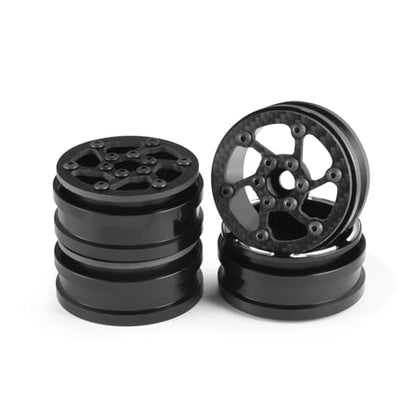 Beadlock Wheel Rims 4PCS 1.9" Upgraded Carbon Fiber Aluminum Wheel Hub Compatible with 1/10 RC Crawler Gen8 TRX-4 Axial VS4-10 Capra SCX10 RC Car Accessories (Patten F) - color: Patten F