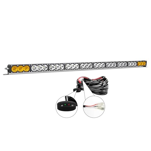 AUXTINGS 54 inch Single Row Dual Color LED Light Bar 300W Off Road Light Bar White Amber Combo LED Work Light Truck UTV 4x4 Cars SUVs ATVs Boats Fog Driving Light with Wiring Harness kit - size: 54 inch white amber