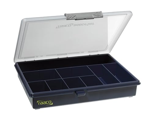 Raaco Assorter 5-9 Tool Box Organizer, 9-Slot - Small Parts & Hardware | Medium, 9 Slots Fixed Grid with Semi-Transparent Lid, Polypropylene (PP) Storage Box for Screws, Nuts and Bolts - size: Medium –9 Slots, style: Fixed Grid