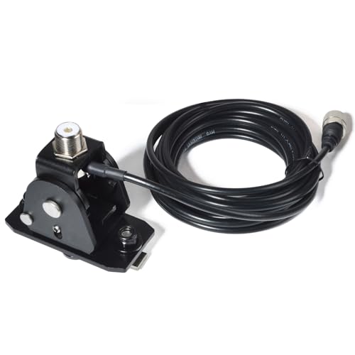 Roof Rack Foldable Antenna Mount Kit – Compatible with Crossbars & Platforms with 5 Meters RG58 Cable, 180°Adjustable Bracket for Antennas, Flags, LED Lights | Easy-Install Channel Mount System