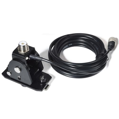 Roof Rack Foldable Antenna Mount Kit – Compatible with Crossbars & Platforms with 5 Meters RG58 Cable, 180°Adjustable Bracket for Antennas, Flags, LED Lights | Easy-Install Channel Mount System