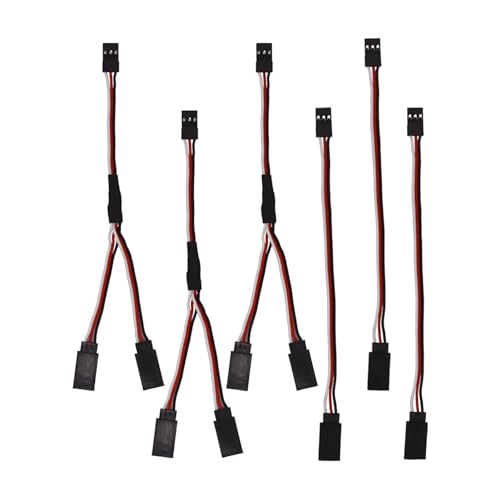 JST Y Splitter and Extension Cable Kit, 3pcs 1 Male to 2 Female RC Servo Y Harness + 3pcs JST to JR Futaba Extension Leads, 3 Pin 15cm Servo Connector Wires for RC Airplanes Cars Helicopters, 6pcs