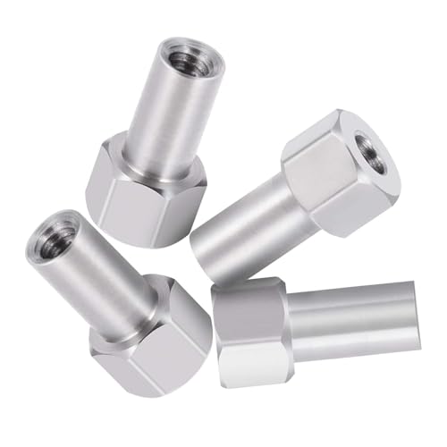 8-Pack M2 Wheel Nuts, Stainless Steel, Locking Hex | 2, 3, and 5mm extension lengths, compatible with 1/24 Axial SCX24 AXI90081 and FMS RC crawler models