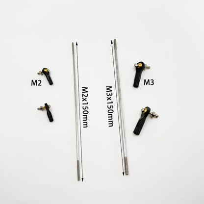 2PCS RC Toy Push Rod Adjustable Tie Rods Ball Head Joint Servo Linkage Link Rod for RC Airplane Helicopter Car Boat DIY Model Toy Parts (M2x150mm/M3x150mm) - style: M2x150mm/M3x150mm