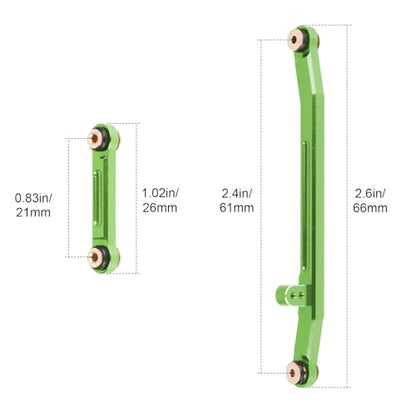 Hobbypark Aluminum Steering Rod Tie Links High-Tightening Linkage for Axial SCX24 Gladiator Bronco C10 JLU Deadbolt B17 1/24 RC Crawler (Green) - color: Green