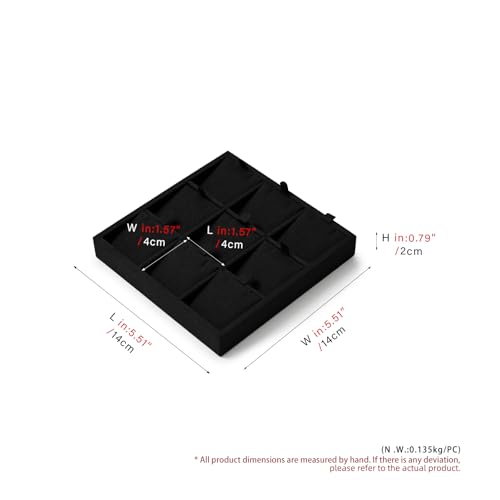 Oirlv Black Microfiber Jewelry Pendant Display Tray | Soft Black Microfiber, 5.51"X5.51"X0.79" with 9 Pendant Slots, Clean Professional Display, Versatile for Necklaces - style: P13712