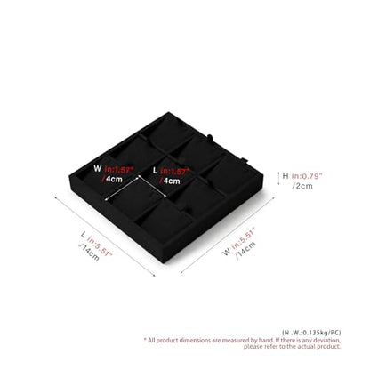 Oirlv Black Microfiber Jewelry Pendant Display Tray | Soft Black Microfiber, 5.51"X5.51"X0.79" with 9 Pendant Slots, Clean Professional Display, Versatile for Necklaces - style: P13712