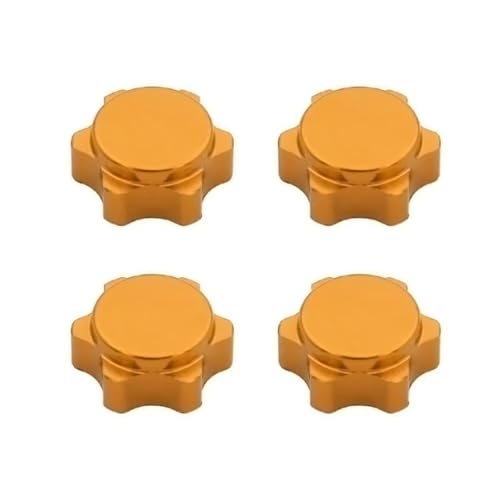 Rc Accessories for HSP for Axial for HPI for Himoto 1/8 4Pcs Aluminum Wheel Hex Nut Fine Cover 17mm RC Car Off Road Truck Hop for Up Parts(Yellow) - color: Yellow