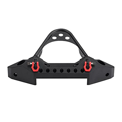 ZJchao RC Bumper, RC Front Bumper Metal Front Upper with 2 LED Lights for ‑4 1/10 Scale Crawler (Black) - color: Black