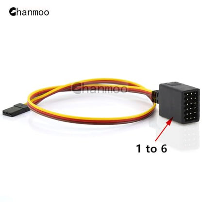 RC JR Style Servo Splitter 1 Male to 2/3/4/5/6 Female Y Harness Leads Y Splitter Cable Lead Wire 350mm for RC Cars Airplane Drone Receiver Servo ESC Cable Servo Fan 2Pcs (1 Male to 6Female) - style: 1 Male to 6Female