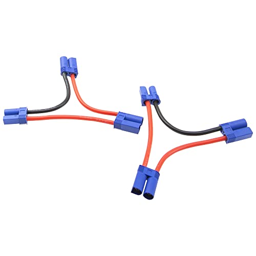 2Pcs HIRCQOO RC Car Serial Series Cable Adapter Compatible with XT90 Large Tamiya Traxxas EC5 XT60 EC3 T Plug for RC Truck Boat Lipo Battery ESC (EC5 Plug) - style: EC5 Plug