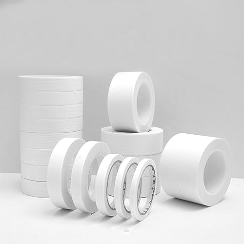 6 Rolls Fine Line Tape 1/16, 1/8, 1/5, 2/5, 1/2, 3/4 Inch x 55 Yard Fineline Masking Tape Painter Adhesive Automotive for DIY Car Auto Paint (White, Mixed Sizes) - color: White, size: Mixed Sizes