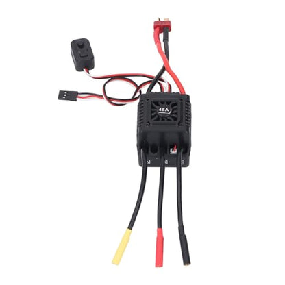 Brushless RC ESC Water Proof Electronic Speed Controller for 1/10 1/12 1/14 1/16 RC Cars, 2 to 3S Lipo Battery Compatible, High Performance, Easy Installation (45A)