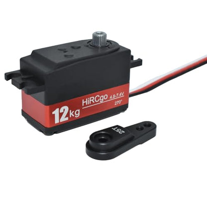 12KG Low Profile Digital RC Servo Full Metal Gear High Torque High Speed HV Steering Servo+25T Aluminum Reinforced Servo Arm for 1/10 1/12 RC Drift Cars - style: 1Pc 12kg low profile servo