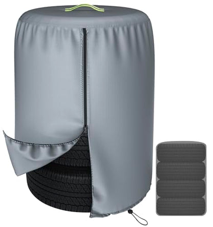 Durable 600D Tire Storage Bag,Large Tyre Dust Protective Cover with Waterproof Zipper, Spare Stack Storage Tire Cover for Indoor/Outdoor Use,Universal Fits Trucks,SUV,Jeep,Car,Trailer,RV,Camper Wheels - size: 35 inch Diamete, 49 inch Height