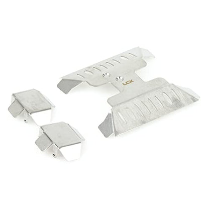 LCX Racing 1/10th RC Crawler Car Stainless Steel Guard Board, Skid Plate Armor & Axle Guard, Protector Skid Plate Axle Guard Set for Axial Capra UTB10, Upgrades Parts Accessories