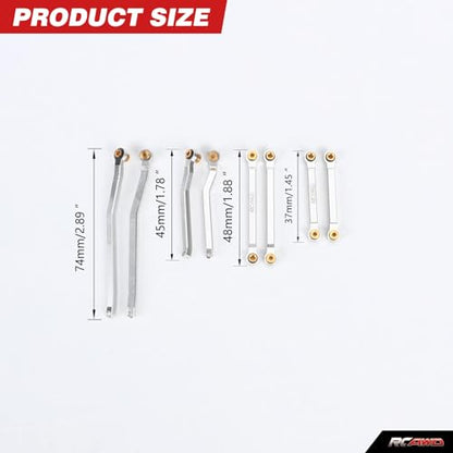 RCAWD for Hobby Plus CR18P RC Linkage High Clearance Tie Rods Set Link for Rock Van, Trail Hunter, EVO Harvest, FUR-2411 Upgrades Parts Sliver - color: Sliver