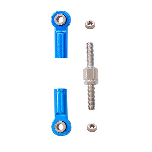 6PCS Adjustable Front Rear Aluminium Alloy Servo Link Steering Linkage Set Compatible with Wltoys 1/18 A959 A969 A979 K929 RC Hobby Model Car Upgraded Hop-Up Parts (Blue)