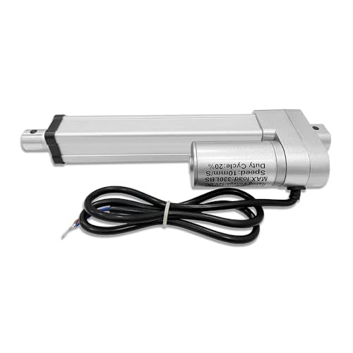 6" (150mm) Stroke 12V Silent Electric Linear Actuator Silver | 330lbs (1500N) Load Capacity, IP55 Waterproof - color: Silver, size: 6"