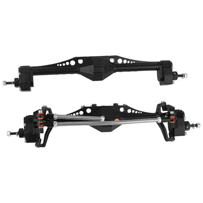 Metal Front and Rear Portal Axle Completes Set with Servo Mount for Axial 1/10 RC Crawler Capra 1.9 UTB AXI03004 AXI03000T1 T2 Buggy F9 Upgrade Parts (Black) - color: Black