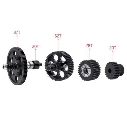 RC car Components Compatible with Axial for SCX10 1/10 RC Crawler Upgrade Parts Steel Metal Transmission Gears Set 87T Spur Gear 20T Pinion