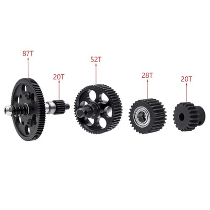 RC car Components Compatible with Axial for SCX10 1/10 RC Crawler Upgrade Parts Steel Metal Transmission Gears Set 87T Spur Gear 20T Pinion